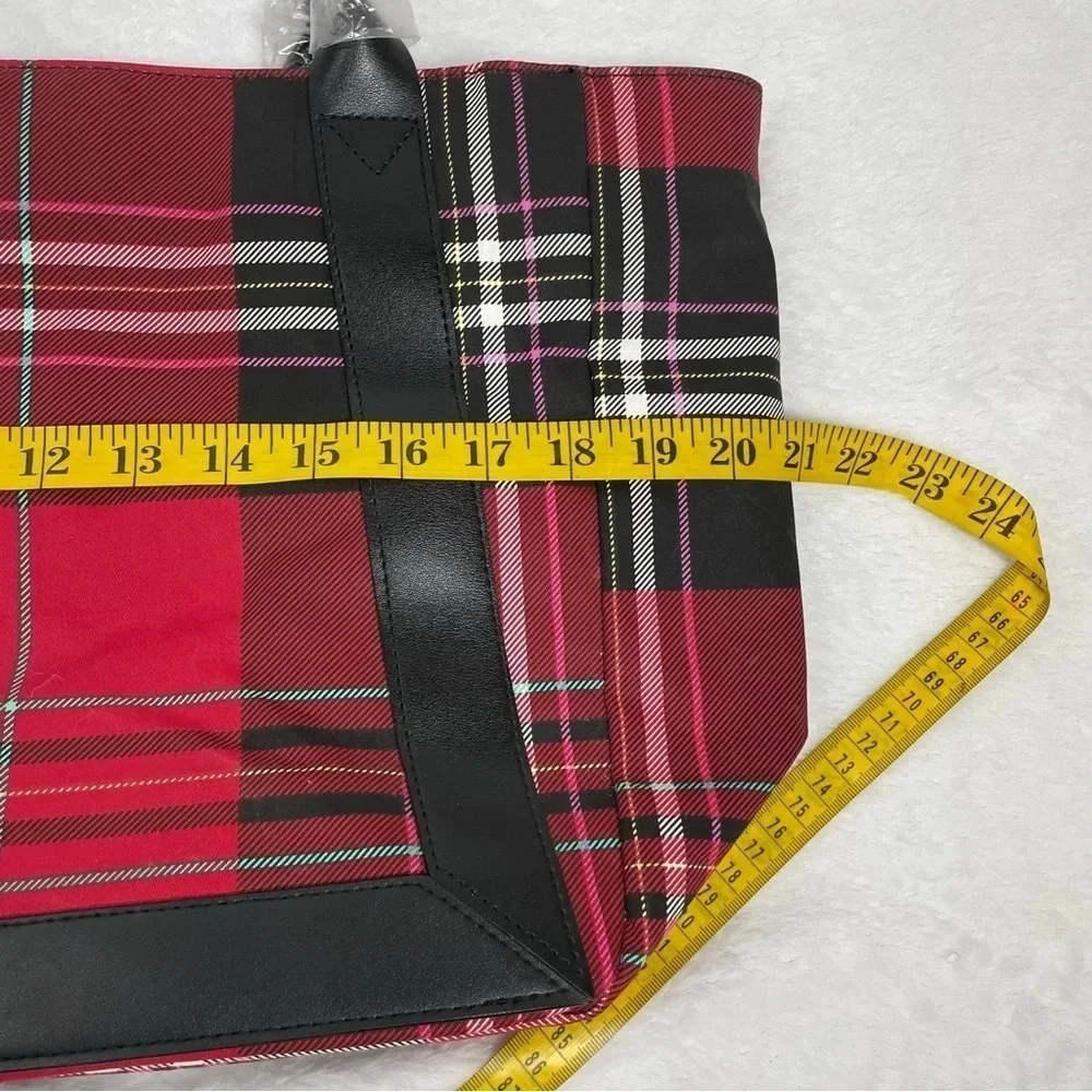 Victoria’s Secret Tote Bag Red and Black Plaid - Picture 8 of 10